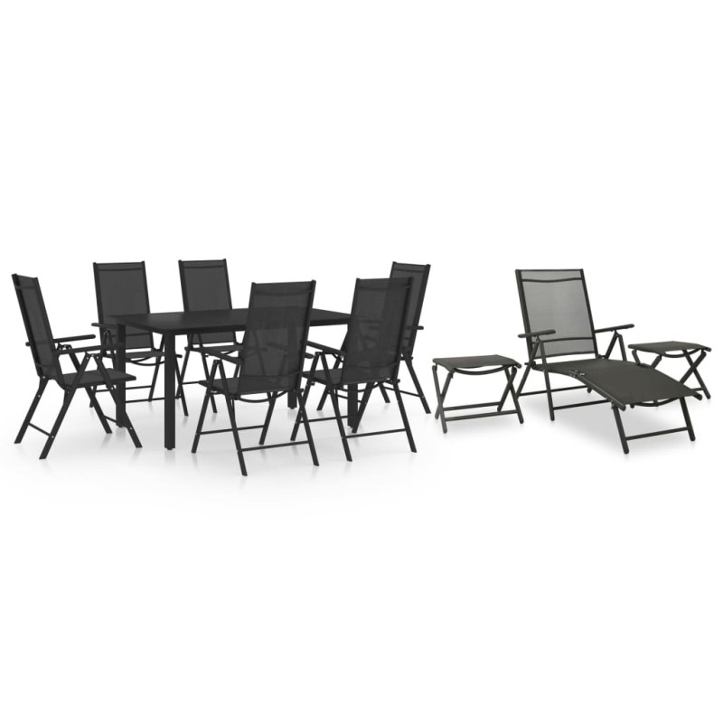 vidaXL 10-tlg. Garten-Essgruppe Schwarz und Anthrazit vidaXL 10-tlg. Garten-Essgruppe Schwarz und Anthrazit