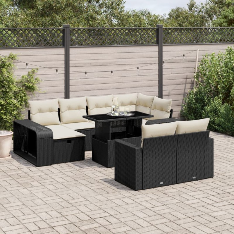vidaXL 11-tlg. Garten-Sofagarnitur mit Kissen Schwarz Poly Rattan vidaXL 11-tlg. Garten-Sofagarnitur mit Kissen Schwarz Poly Rattan