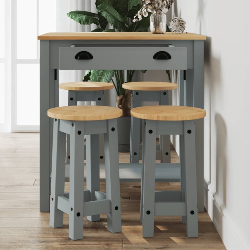 vidaXL 5-tlg. Bar-Set Grau Massivholz Kiefer vidaXL 5-tlg. Bar-Set Grau Massivholz Kiefer