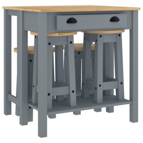 vidaXL 5-tlg. Bar-Set Grau Massivholz Kiefer