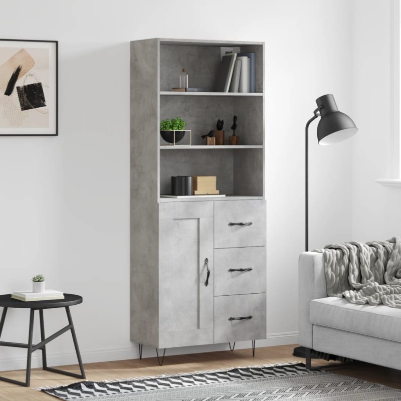 Highboard Betongrau 69,5x34x180 cm Holzwerkstoff Highboard Betongrau 69,5x34x180 cm Holzwerkstoff