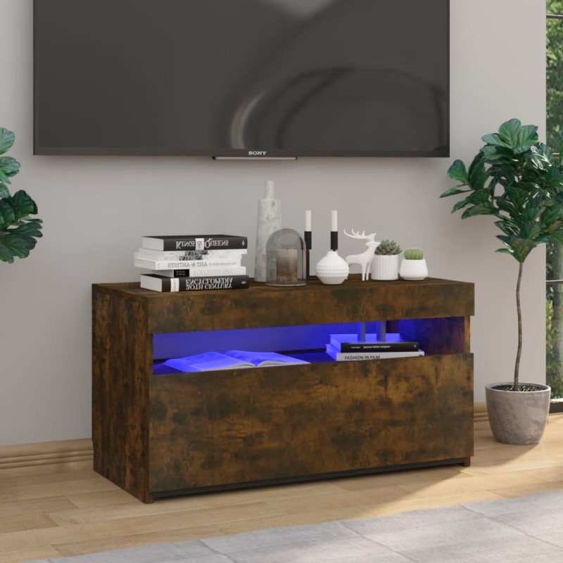vidaXL TV-Schrank mit LED-Leuchten Räuchereiche 75x35x40 cm vidaXL TV-Schrank mit LED-Leuchten Räuchereiche 75x35x40 cm