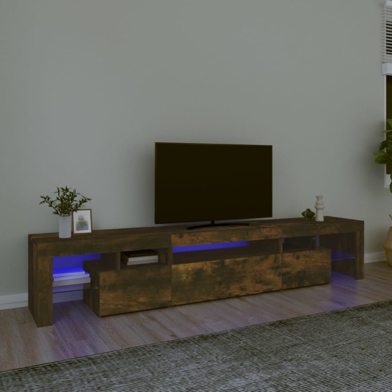 vidaXL TV-Schrank mit LED-Leuchten Räuchereiche 215x36,5x40 cm vidaXL TV-Schrank mit LED-Leuchten Räuchereiche 215x36,5x40 cm