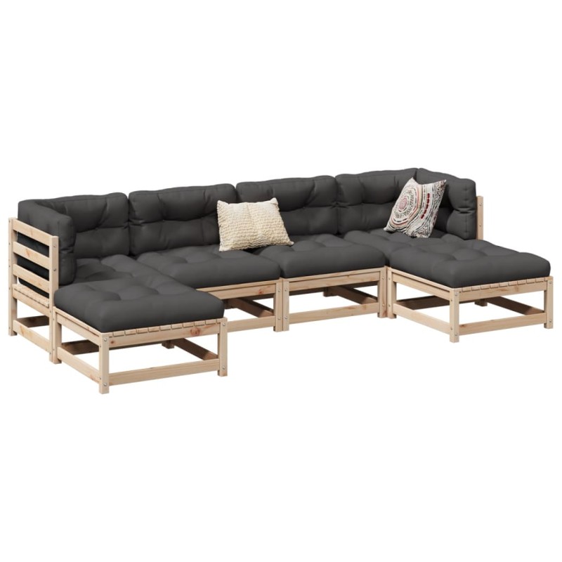 vidaXL 6-tlg. Garten-Sofagarnitur mit Kissen Massivholz Kiefer vidaXL 6-tlg. Garten-Sofagarnitur mit Kissen Massivholz Kiefer