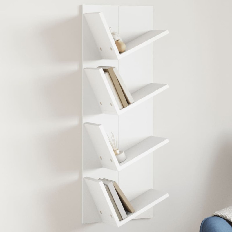 vidaXL Wand-Bücherregal mit 4 Fächern Weiß 33x16x90 cm vidaXL Wand-Bücherregal mit 4 Fächern Weiß 33x16x90 cm