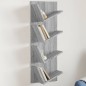 vidaXL Wand-Bücherregal mit 4 Fächern Grau Sonoma 33x16x90 cm vidaXL Wand-Bücherregal mit 4 Fächern Grau Sonoma 33x16x90 cm
