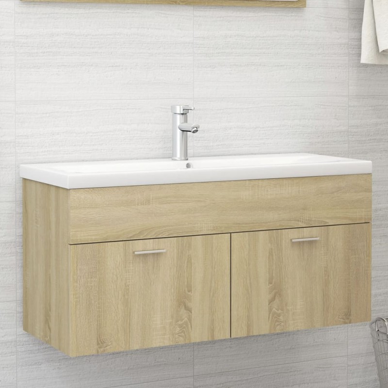vidaXL Waschbeckenunterschrank Einbaubecken Sonoma-Eiche Holzwerkstoff vidaXL Waschbeckenunterschrank Einbaubecken Sonoma-Eiche Holzwerkstoff