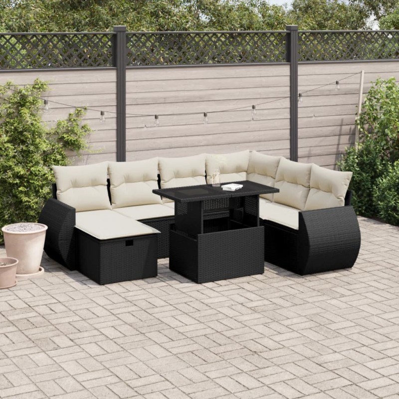 vidaXL 8-tlg. Garten-Sofagarnitur mit Kissen Schwarz Poly Rattan vidaXL 8-tlg. Garten-Sofagarnitur mit Kissen Schwarz Poly Rattan