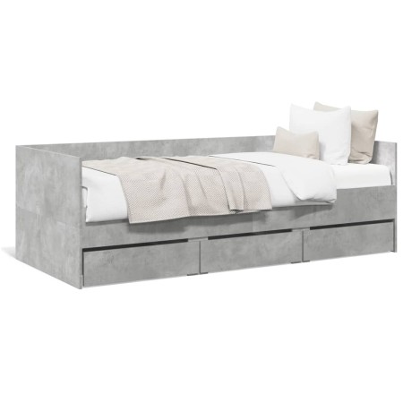 vidaXL Tagesbett mit Schubladen Betongrau 90x190 cm Holzwerkstoff