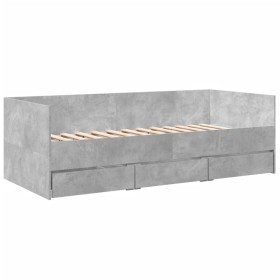 vidaXL Tagesbett mit Schubladen Betongrau 90x190 cm Holzwerkstoff