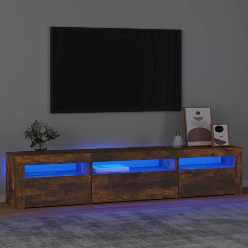 vidaXL TV-Schrank mit LED-Leuchten Räuchereiche 195x35x40 cm vidaXL TV-Schrank mit LED-Leuchten Räuchereiche 195x35x40 cm