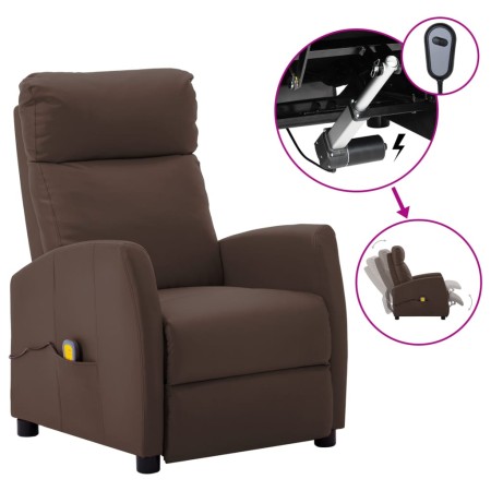 vidaXL Massagesessel Elektrisch Braun Kunstleder
