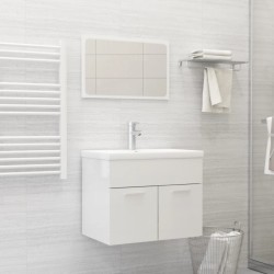 vidaXL Badmöbel-Set Hochglanz-Weiß Holzwerkstoff