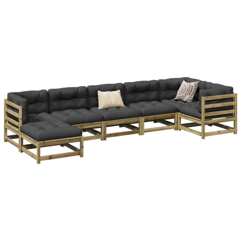 vidaXL 7-tlg. Garten-Sofagarnitur mit Kissen Kiefernholz Imprägniert vidaXL 7-tlg. Garten-Sofagarnitur mit Kissen Kiefernholz Imprägniert