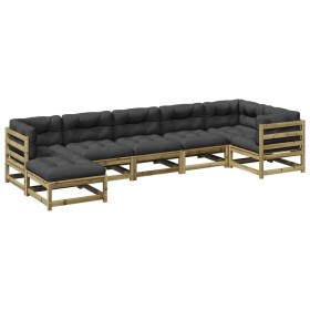 vidaXL 7-tlg. Garten-Sofagarnitur mit Kissen Kiefernholz Imprägniert