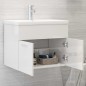 Waschbeckenunterschrank mit Einbaubecken Hochglanz-Weiß Waschbeckenunterschrank mit Einbaubecken Hochglanz-Weiß