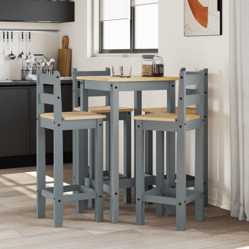 vidaXL 5-tlg. Bar-Set Grau Massivholz Kiefer vidaXL 5-tlg. Bar-Set Grau Massivholz Kiefer
