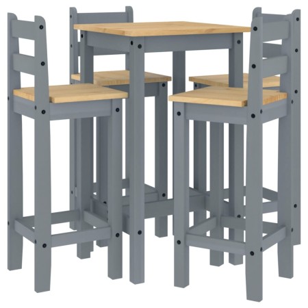 vidaXL 5-tlg. Bar-Set Grau Massivholz Kiefer