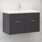 Waschbeckenunterschrank mit Einbaubecken Hochglanz-Grau Waschbeckenunterschrank mit Einbaubecken Hochglanz-Grau