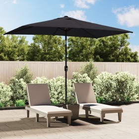 vidaXL Sonnenschirm mit Metall-Mast 300 x 200 cm Schwarz