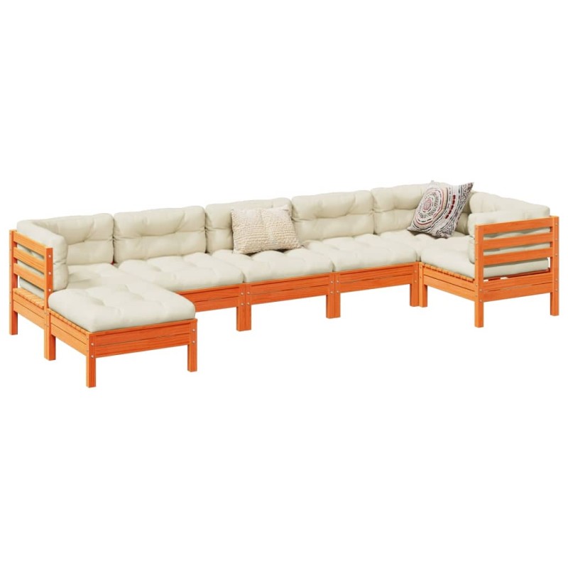 vidaXL 7-tlg. Garten-Sofagarnitur mit Kissen Wachsbraun Kiefernholz vidaXL 7-tlg. Garten-Sofagarnitur mit Kissen Wachsbraun Kiefernholz