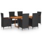 7-tlg. Garten-Essgruppe Poly Rattan Schwarz 7-tlg. Garten-Essgruppe Poly Rattan Schwarz