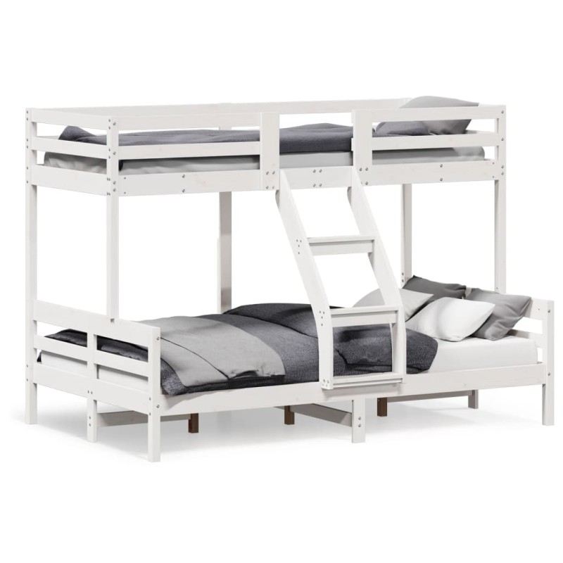 vidaXL Etagenbett 80x200/120x200 cm Weiß Massivholz Kiefer vidaXL Etagenbett 80x200/120x200 cm Weiß Massivholz Kiefer