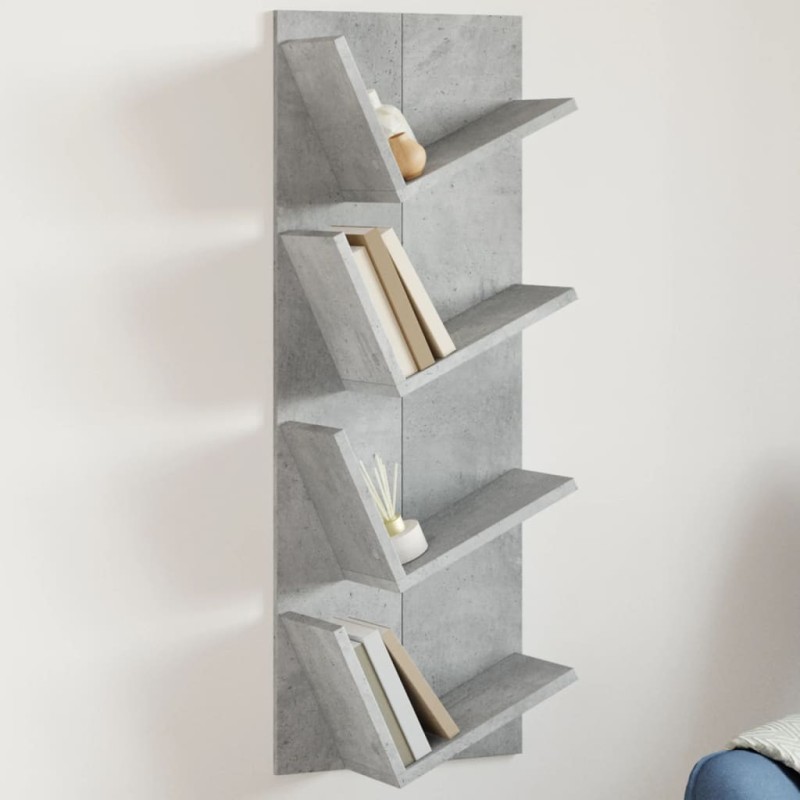 vidaXL Wand-Bücherregal mit 4 Fächern Betongrau 33x16x90 cm vidaXL Wand-Bücherregal mit 4 Fächern Betongrau 33x16x90 cm