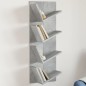 vidaXL Wand-Bücherregal mit 4 Fächern Betongrau 33x16x90 cm vidaXL Wand-Bücherregal mit 4 Fächern Betongrau 33x16x90 cm