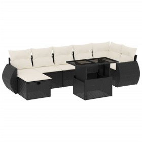 vidaXL 8-tlg. Garten-Sofagarnitur mit Kissen Schwarz Poly Rattan