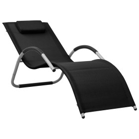 vidaXL Sonnenliegen Textilene 2 Stk. Schwarz und Grau 