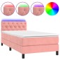 vidaXL Boxspringbett mit Matratze & LED Rosa 80x200 cm Samt vidaXL Boxspringbett mit Matratze & LED Rosa 80x200 cm Samt