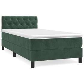 vidaXL Boxspringbett mit Matratze Dunkelgrün 80x200 cm Samt
