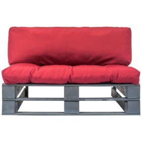 vidaXL Outdoor-Sofa Paletten mit Kissen in Rot Kiefernholz