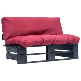 vidaXL Garten-Palettensofa mit Kissen in Rot Kiefernholz