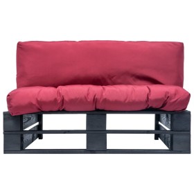vidaXL Garten-Palettensofa mit Kissen in Rot Kiefernholz