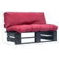 vidaXL Garten-Palettensofa mit Kissen in Rot Kiefernholz vidaXL Garten-Palettensofa mit Kissen in Rot Kiefernholz
