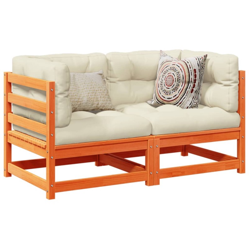 vidaXL 2-tlg. Garten-Sofagarnitur mit Kissen Wachsbraun Kiefernholz vidaXL 2-tlg. Garten-Sofagarnitur mit Kissen Wachsbraun Kiefernholz