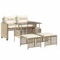 vidaXL 4-tlg. Garten-Sofagarnitur mit Kissen Beige Poly Rattan Glas vidaXL 4-tlg. Garten-Sofagarnitur mit Kissen Beige Poly Rattan Glas