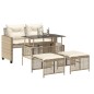 vidaXL 4-tlg. Garten-Sofagarnitur mit Kissen Beige Poly Rattan Glas vidaXL 4-tlg. Garten-Sofagarnitur mit Kissen Beige Poly Rattan Glas