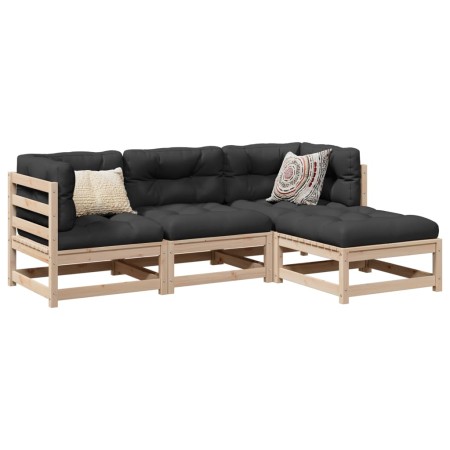 vidaXL 4-tlg. Garten-Sofagarnitur Massivholz Kiefer