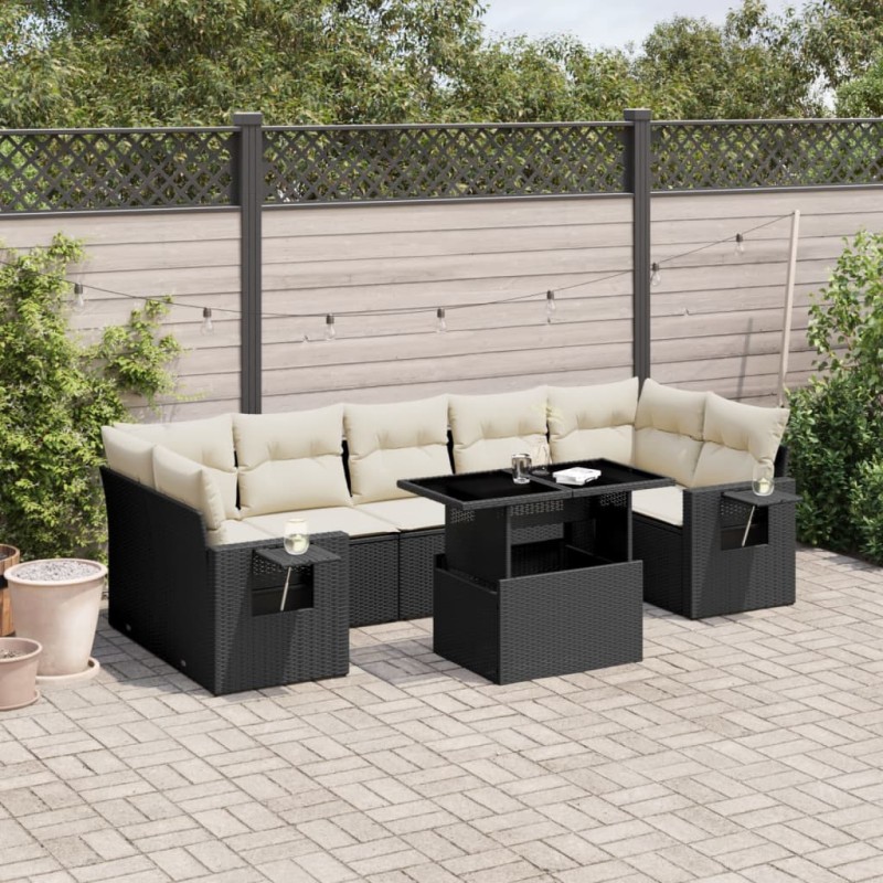 vidaXL 8-tlg. Garten-Sofagarnitur mit Kissen Schwarz Poly Rattan vidaXL 8-tlg. Garten-Sofagarnitur mit Kissen Schwarz Poly Rattan