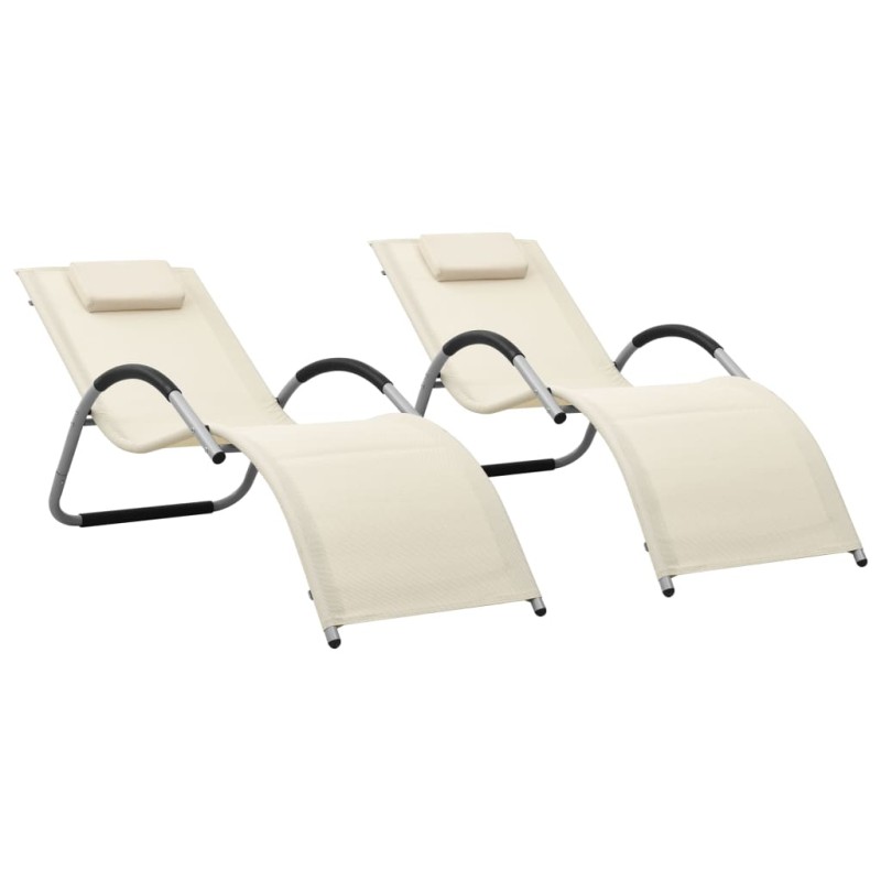 vidaXL Sonnenliegen Textilene 2 Stk. Creme und Grau vidaXL Sonnenliegen Textilene 2 Stk. Creme und Grau