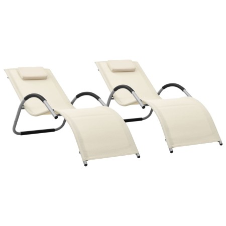vidaXL Sonnenliegen Textilene 2 Stk. Creme und Grau 