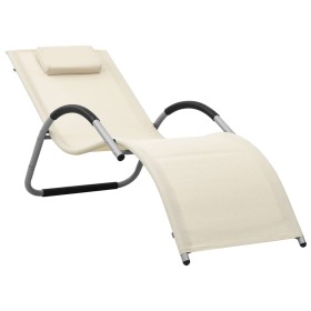 vidaXL Sonnenliegen Textilene 2 Stk. Creme und Grau 