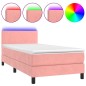 vidaXL Boxspringbett mit Matratze & LED Rosa 80x200 cm Samt vidaXL Boxspringbett mit Matratze & LED Rosa 80x200 cm Samt