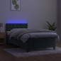 vidaXL Boxspringbett mit Matratze & LED Dunkelgrün 80x200 cm Samt vidaXL Boxspringbett mit Matratze & LED Dunkelgrün 80x200 cm Samt