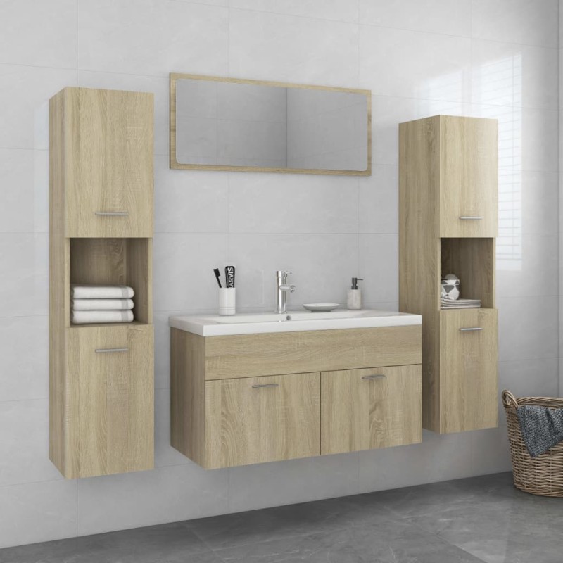 Badmöbel-Set Sonoma-Eiche Holzwerkstoff Badmöbel-Set Sonoma-Eiche Holzwerkstoff