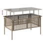 vidaXL 4-tlg. Garten-Sofagarnitur mit Kissen Beige Poly Rattan Glas vidaXL 4-tlg. Garten-Sofagarnitur mit Kissen Beige Poly Rattan Glas