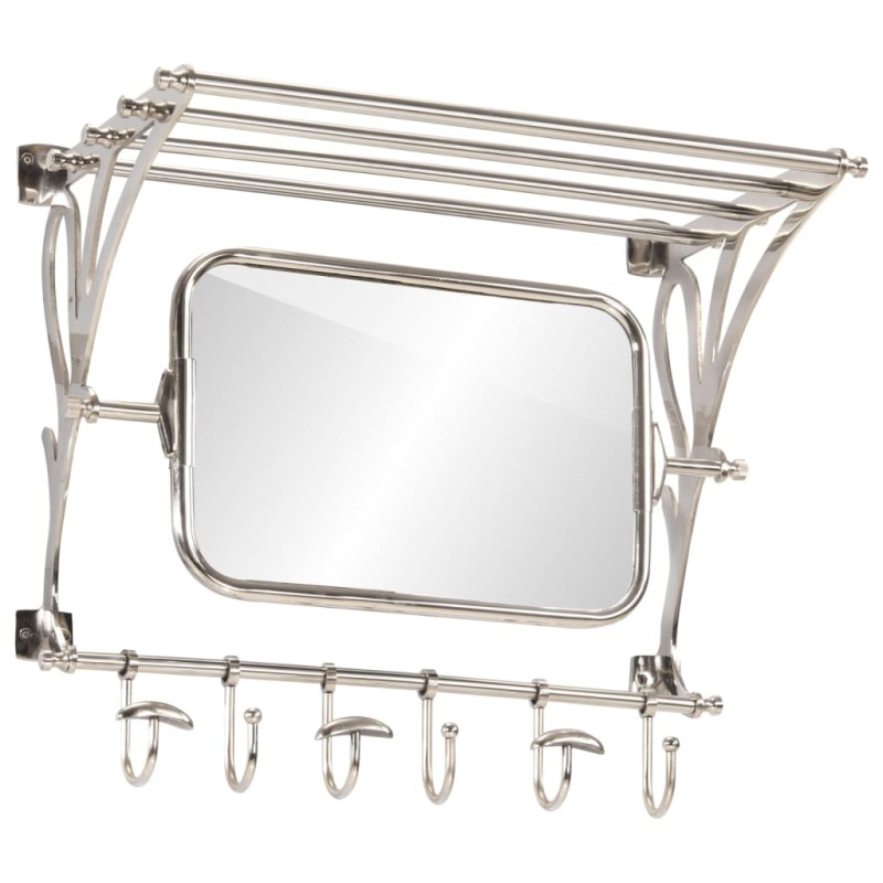 vidaXL Wandgarderobe mit Kleiderhaken & Spiegel Aluminium vidaXL Wandgarderobe mit Kleiderhaken & Spiegel Aluminium
